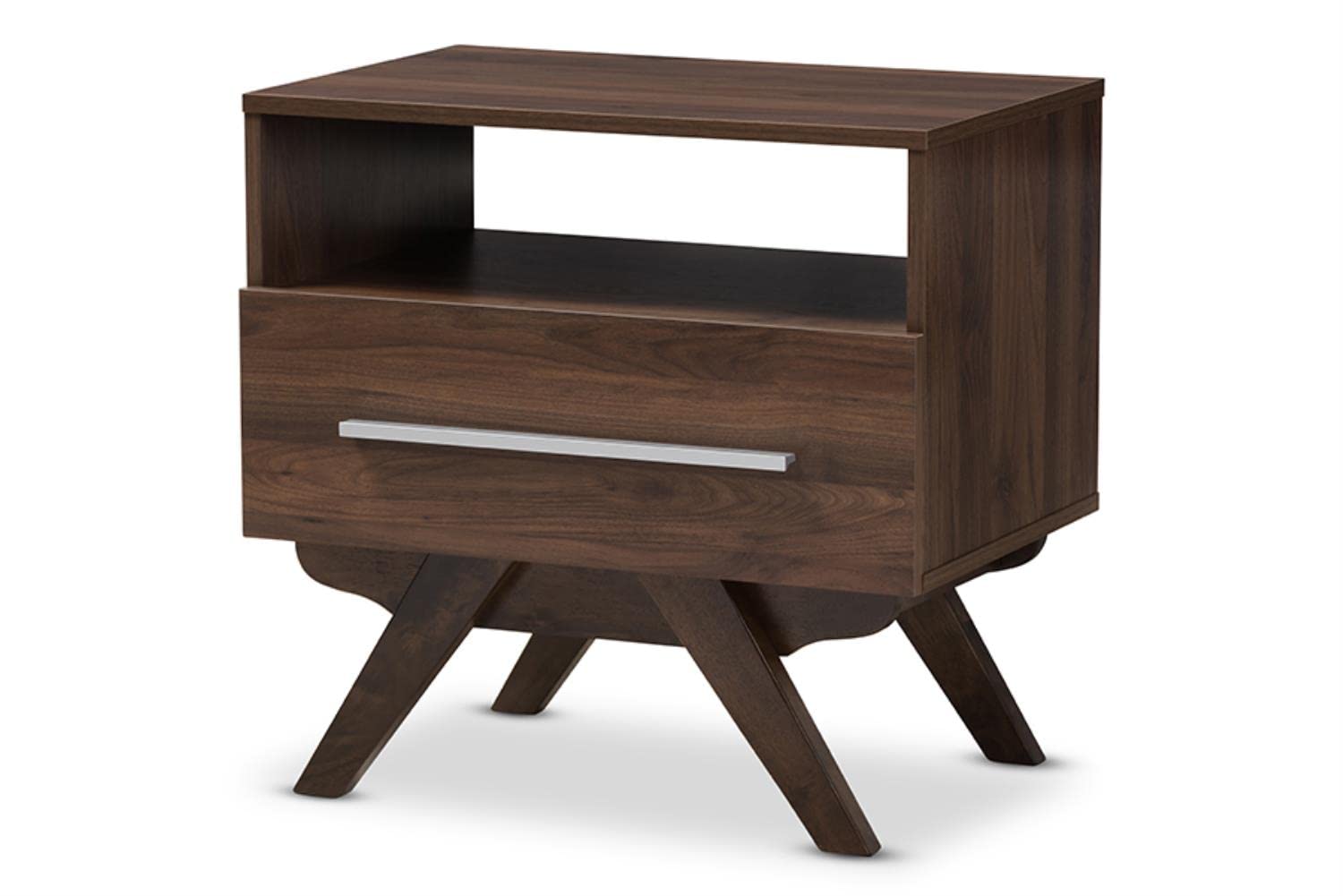 Baxton Studio Ashfield Mid-Century Modern Walnut Brown Finished Wood Nightstand